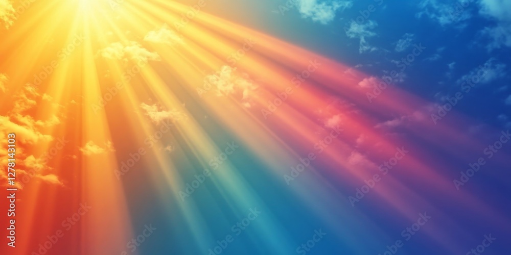 sunlight bursting through a colorful sky, with beams of light casting a radiant glow. The vibrant hues create a sense of energy and wonder sunlight bursting through a colorful sky, with beams of light casting a radiant glow. The vibrant hues create a sense of energy and wonder