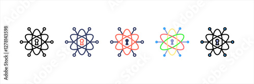 Quantum Cryptography Multistyle Icon Set