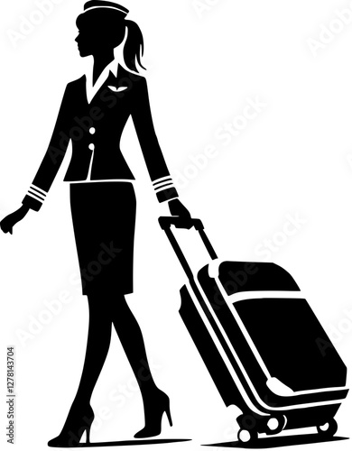 Stewardess with luggage Generative AI