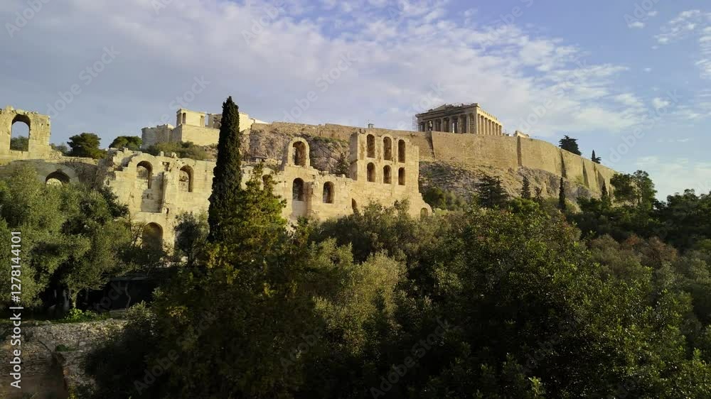 Acropolis Hill, Athens. Beautiful view from a drone Acropolis Hill, Athens. Beautiful view from a drone