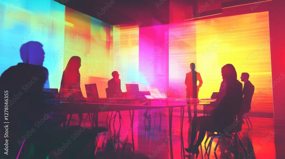 Designer Presenting Vibrant Concepts During Team Meeting