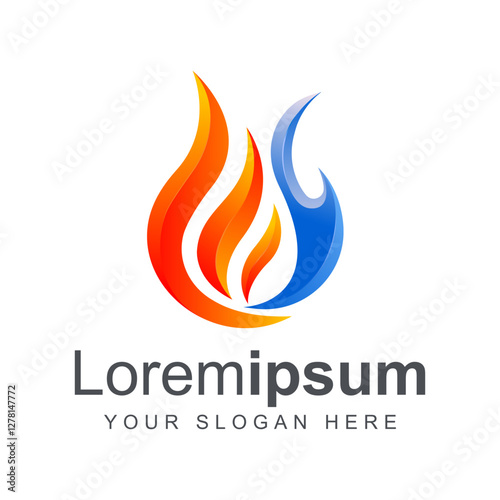 luxury and modern red and blue fire vector logo design template