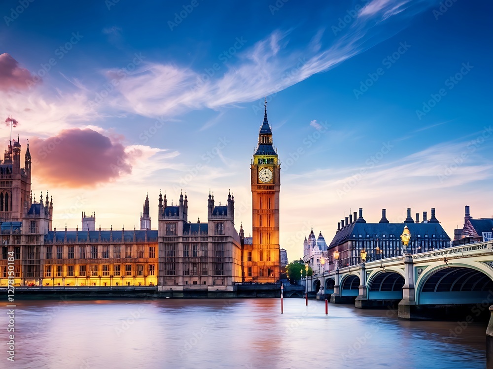 London's Iconic Clock Tower at Twilight London's Iconic Clock Tower at Twilight