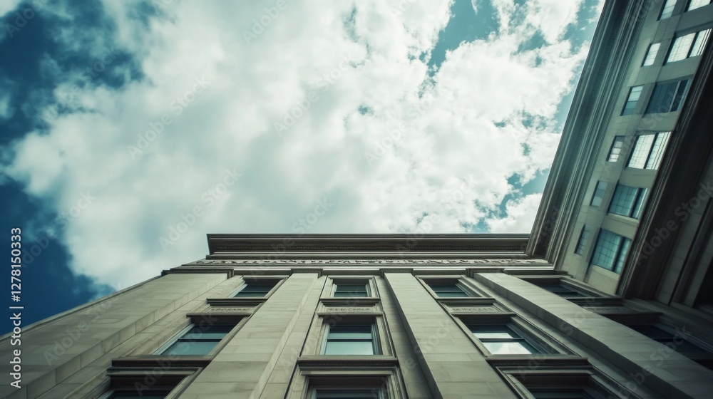 Fototapeta premium Federal Reserve building with cloudy sky. Featuring fiscal policy and monetary regulation