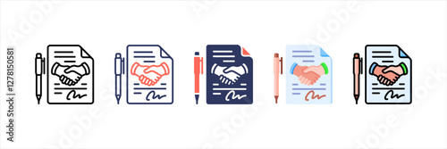 Job Contract Multistyle Icon Set