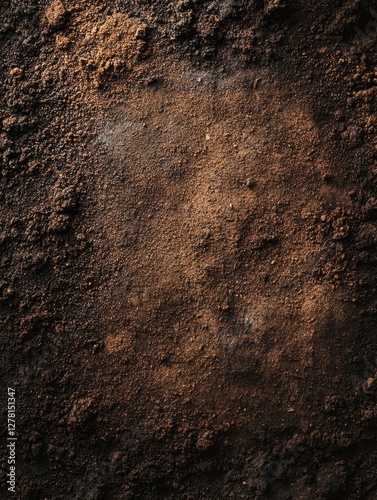 Rich Brown Soil Texture Background Close Up View for Agriculture Gardening or Natural Earth Concepts