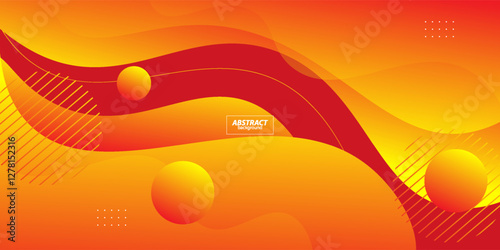 Orange geometric business banner design. Creative banner design with wave shape and lines as template. Simple design on red horizontal banner. Vector Eps10