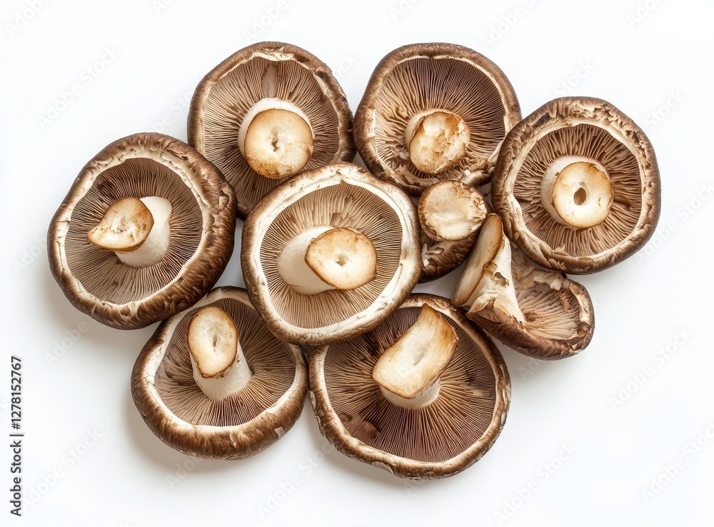 Sliced Western Style Mushrooms on a Clean White Background for Culinary and Food Photography Sliced Western Style Mushrooms on a Clean White Background for Culinary and Food Photography