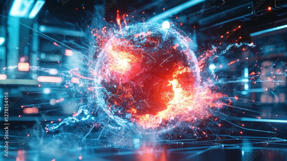Vibrant Abstract Globe with Dynamic Energy and Bright Colors Vibrant Abstract Globe with Dynamic Energy and Bright Colors