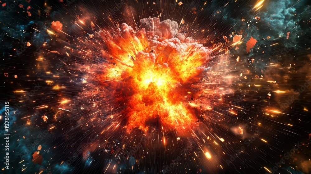 Explosive Fireball Erupting with Speed and Force in Dramatic Scene Explosive Fireball Erupting with Speed and Force in Dramatic Scene