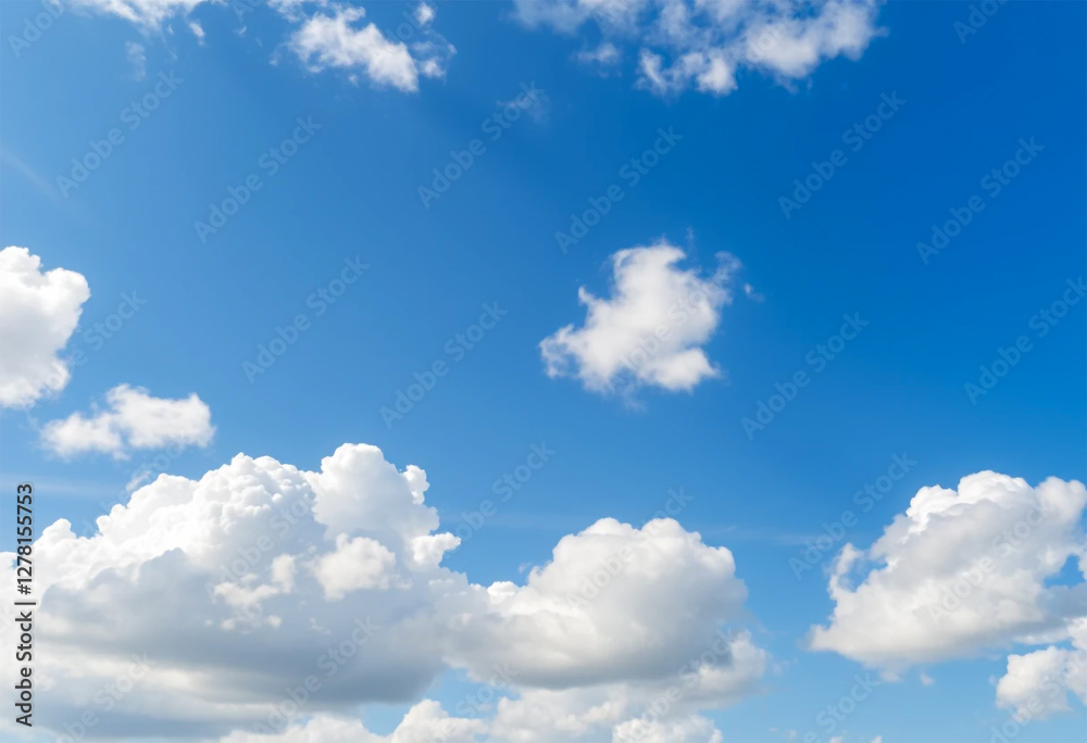 Fototapeta premium Clear horizon with soft clouds, natural landscape for bright backgrounds