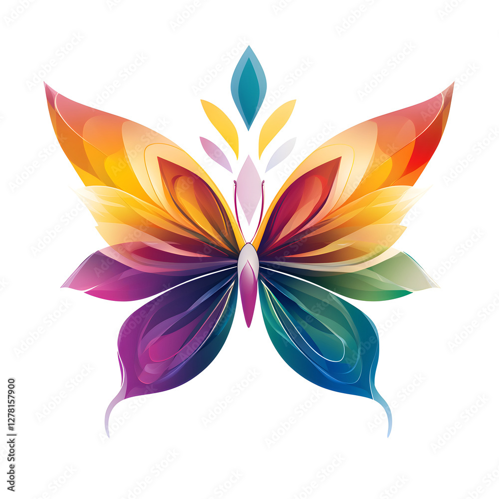 Naklejka premium Logo of A butterfly-shaped flower with vibrant colors