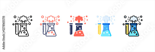 Chemical Reaction Multistyle Icon Set