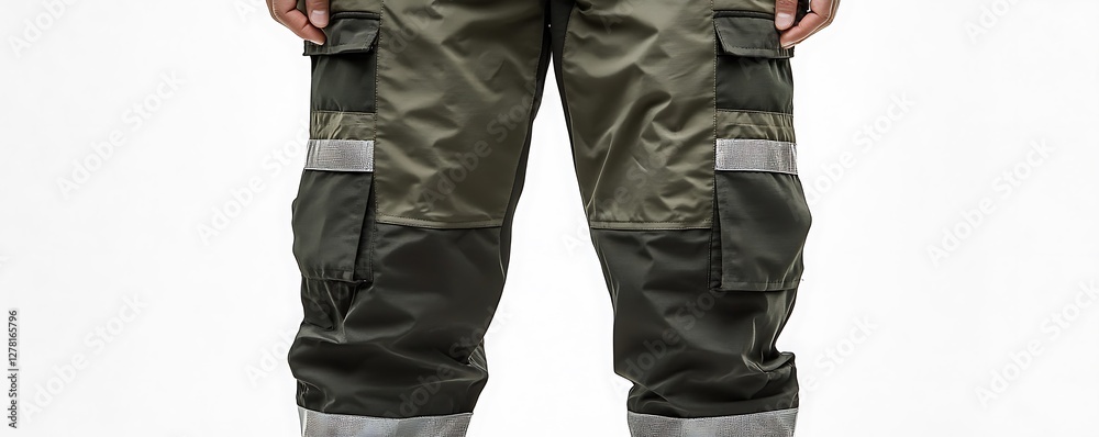 Utility Cargo Pants with Contrasting Panels and Reflective Trim Details Utility Cargo Pants with Contrasting Panels and Reflective Trim Details