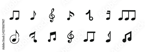 Music notes icon set, Music notes symbol, vector illustration 