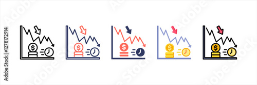 Money Loss Multistyle Icon Set
