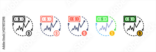 Stock Price Multistyle Icon Set