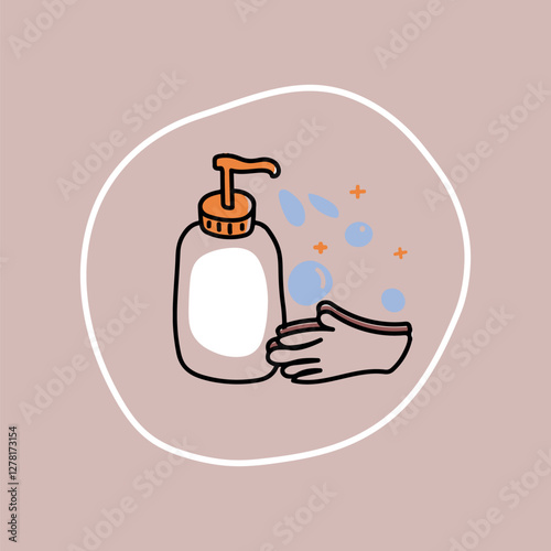 Hand using sanitizer, COVID-19 prevention graphic vector