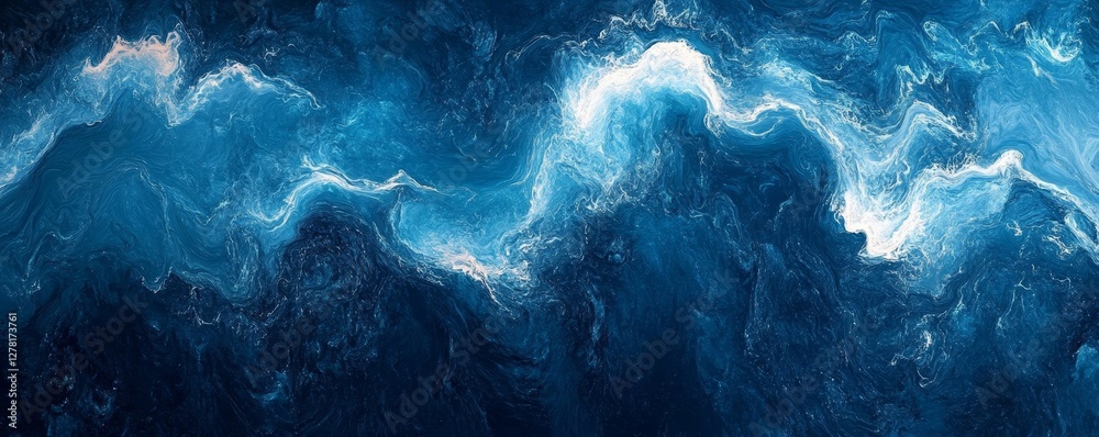 an artistic, abstract illustration depicts waves in various shades of blue, capturing the essence of the ocean's movement and power an artistic, abstract illustration depicts waves in various shades of blue, capturing the essence of the ocean's movement and power