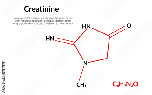 Creatinine molecular structure formula, suitable for education or chemistry science content. Vector illustration