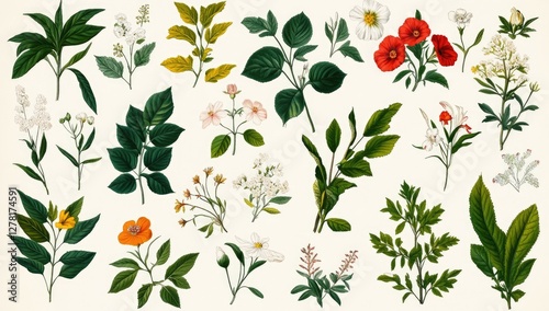 Wallpaper Mural Exotic flowers set. Botanical vector vintage illustration Torontodigital.ca