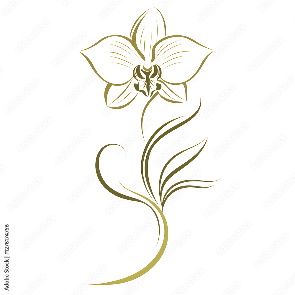 Obraz premium Logo of A single elegant orchid with flowing lines