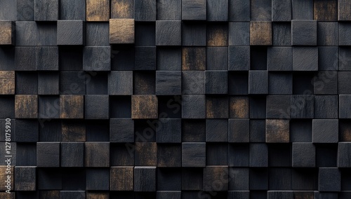 Abstract geometric pattern with dark black and anthracite gray tones, showcasing symmetry and texture.