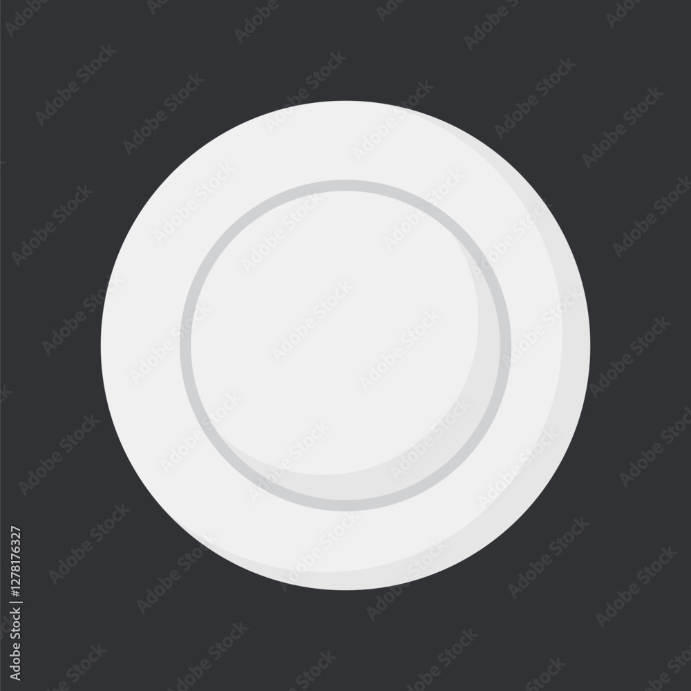 White dish, flat lay tableware vector White dish, flat lay tableware vector