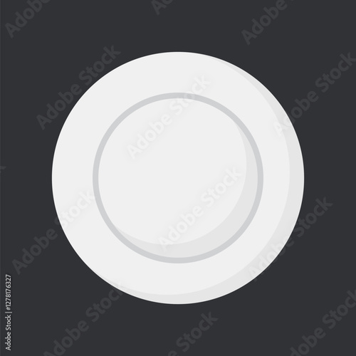 White dish, flat lay tableware vector