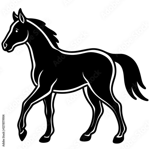A stylized black Simple Line Art  Horse vector  Illustration