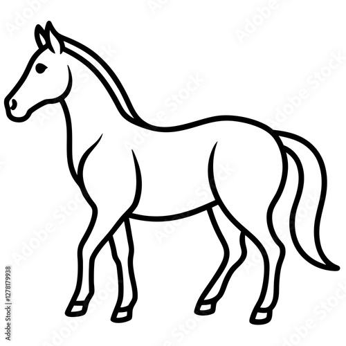 A stylized black Simple Line Art  Horse vector  Illustration