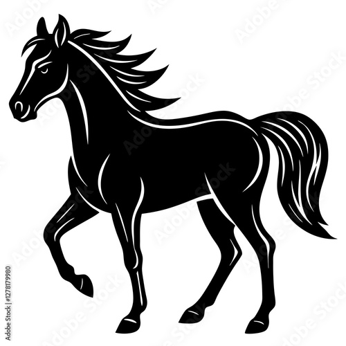 A stylized black Simple Line Art  Horse vector  Illustration
