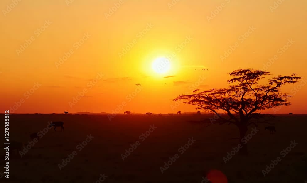 mesmerizing african sunset behind iconic acacia tree mesmerizing african sunset behind iconic acacia tree