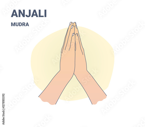 Anjali Mudra Yoga Pose Illustration