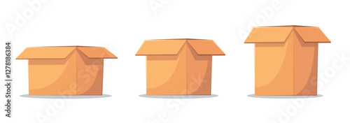 set of brown cardboard box vector illustration