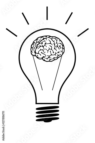 light bulb with brain