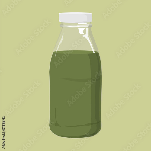 Milk green tea bottle, dairy drink illustration vector