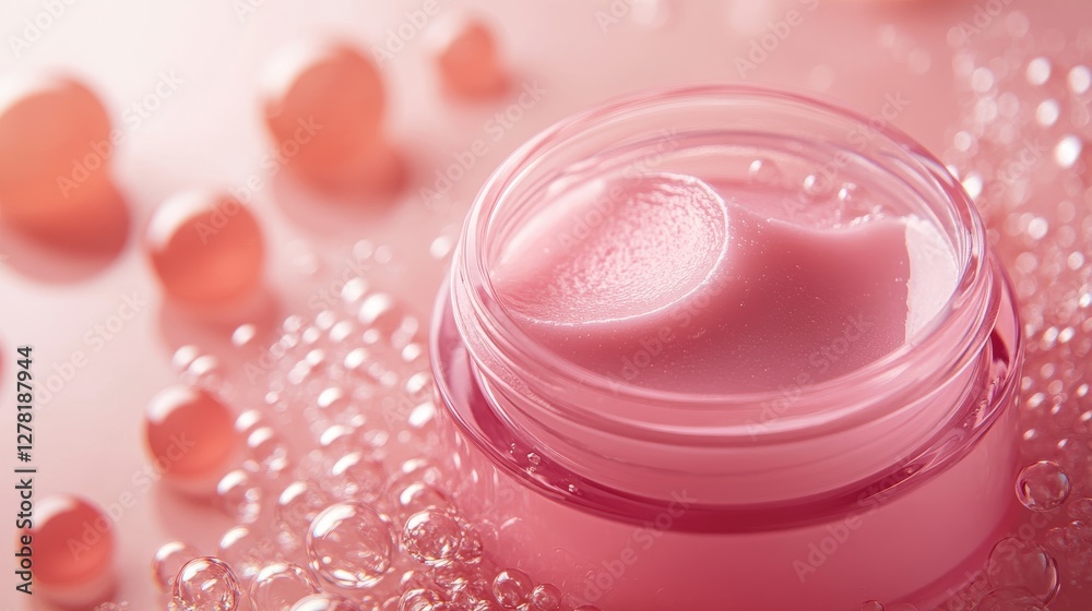 Elegant beauty product texture, silky pink gel droplets, crystalline bubbles, dreamy soft focus, premium cosmetic photography, ethereal lighting, luxury skincare visual Elegant beauty product texture, silky pink gel droplets, crystalline bubbles, dreamy soft focus, premium cosmetic photography, ethereal lighting, luxury skincare visual