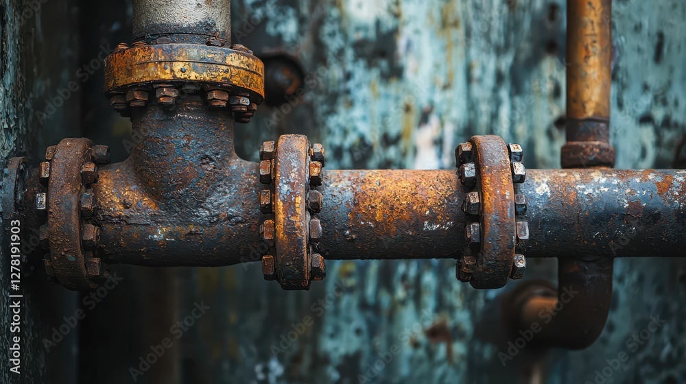 Rusty Industrial Pipe with Corrosion and Weathered Surface Detail Rusty Industrial Pipe with Corrosion and Weathered Surface Detail