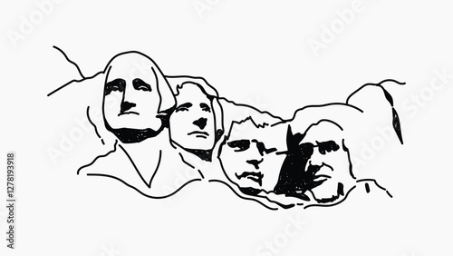 Mount Rushmore USA hand drawn illustration vector