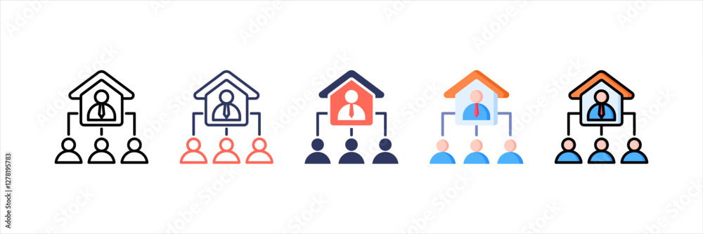 Organization Structure Multistyle Icon Set Organization Structure Multistyle Icon Set
