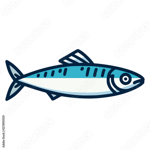 sardine fish food healthy flat color vector illustration template design