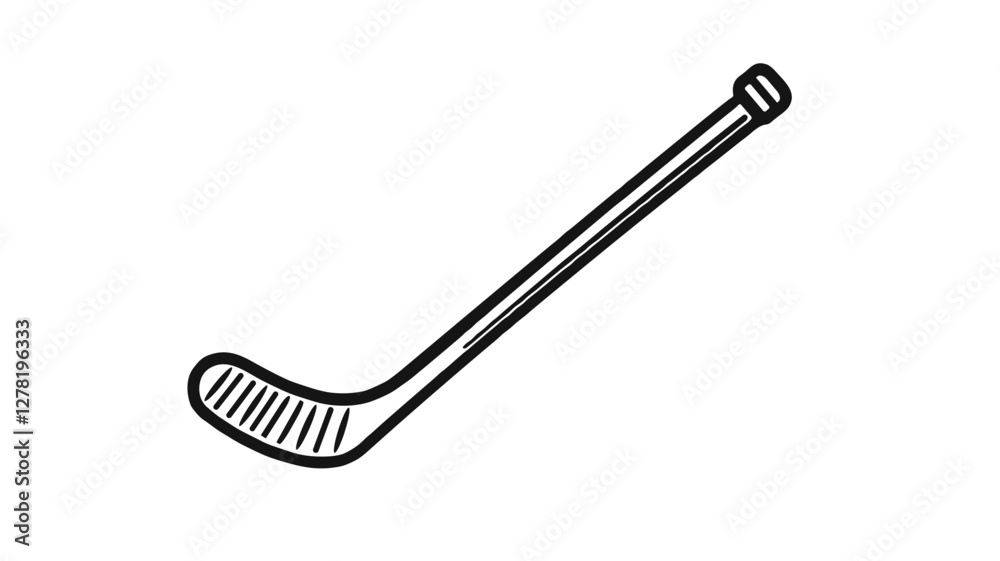 Fototapeta premium Silhouette of a hockey stick in black on white background for sports concept