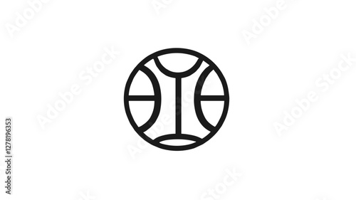 Silhouette of a basketball in black on white background for sports concept