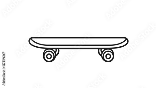 Silhouette of a skateboard in black on white background for sports concept