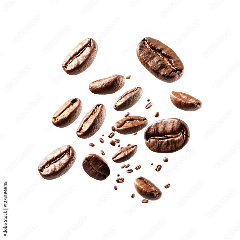 Roasted Coffee Beans Falling Dark Background Aromatic Energy Roasted Coffee Beans Falling Dark Background Aromatic Energy