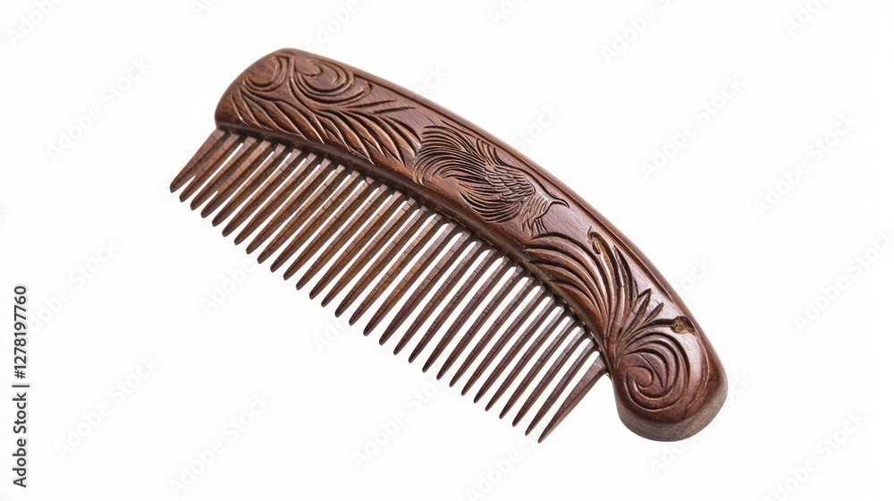 Intricately Carved Sandalwood Comb with Elegant Design Intricately Carved Sandalwood Comb with Elegant Design