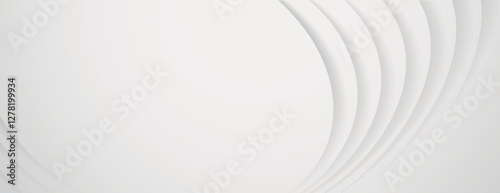 A white background with a white, layered, curved texture. The background is minimalist and modern. The background is smooth and elegant. Abstract minimal curved layered texture background vector