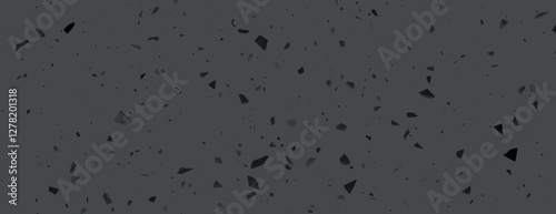 Dark gray terrazzo background, background with scattered black flecks, background with a smooth, speckled texture. Gray, gray. Minimal terrazzo pattern, speckled texture background vector