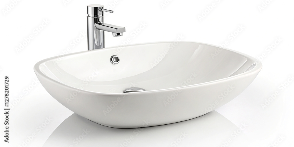 Fototapeta premium Chic White Bathroom Fixture Featuring a Vessel Sink Isolated for Modern Home Aesthetics